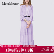MeetMetro瑪依爾法式仙女連衣裙女2026春新款高端氣質(zhì)純欲風(fēng)裙子禮服長(cháng)裙 紫色 L