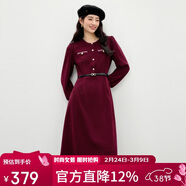 秋水伊人優(yōu)雅百搭絲絨感裙子2025年冬季新年戰袍復古經(jīng)典小香風(fēng)紅色連衣裙