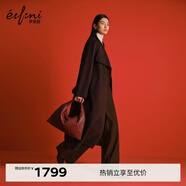 伊芙麗（eifini）蔣欣代言羊毛羊絨毛呢外套收腰系帶立領(lǐng)大衣2025冬季 咖啡 M 110-120斤