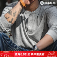 馬登工裝美式復古重磅亨利衫長(cháng)袖T恤男開(kāi)領(lǐng)硬漢內搭純棉打底衫春 花灰色 【內搭體恤/阿美咔嘰穿搭/外穿開(kāi)領(lǐng)薄款上衣】 2XL