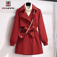 AEMAPE新年戰袍2025春秋冬季新款短款毛呢大衣女小個(gè)子呢子加厚夾棉外套 紅色（里布） 常規 S _建議80-100