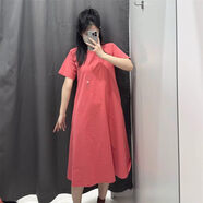 UnilC優(yōu)衣官庫方日單女裝24夏季棉混紡T恤連衣裙A字型吸汗速干中長(cháng)裙女 桃紅色 M