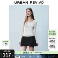 UR春季新款女裝假兩件撞色拼接設計感針織衫UYY950015 本白 M