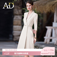 AD正式場(chǎng)合連衣裙女氣質(zhì)時(shí)尚西服裙子OL通勤輕奢職業(yè)裝夏季 七分袖米色連衣裙 M