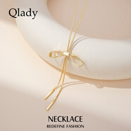 Qlady蝴蝶結項鏈女款2026新款高級感輕奢小眾毛衣鏈連衣裙配飾三八禮物