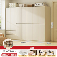 溥畔小戶(hù)型衣柜家用臥室衣服儲物柜輕奢高級感全掛式衣連衣裙簡(jiǎn)易衣櫥 十二門(mén)兩抽2.6米(高2.0米)荷花白色 整裝