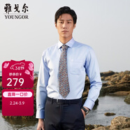 雅戈爾（YOUNGOR）長(cháng)袖襯衫男DP免燙襯衫純棉面料抗皺易打理新品 GLDP10171IJA淺藍色 42
