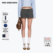 ANN ANDELMAN【膩膩同款】復古水洗高腰包臀裙超短裙套裝搭配上衣 深灰色短裙 XS