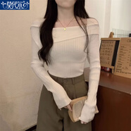 莫代爾一字肩針織衫女2026春秋季新款打底內搭設計感小眾高級感百搭上衣 白色 L 【建議100-110斤】