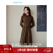 茵曼（INMAN）2025秋冬女裝新款燈芯絨連衣裙新品長(cháng)袖休閑針織禮服中長(cháng)裙子 咖啡色 XL