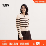 森馬（Semir）森柔|針織開(kāi)衫女冬季短款絞花肌理圓領(lǐng)毛衫打底上衣101724106001