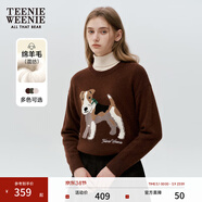 Teenie Weenie小熊女裝毛衣冬簡(jiǎn)約學(xué)院風(fēng)休閑圓領(lǐng)寬松通勤毛針織衫 棕色 S 160