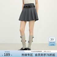 范思藍恩范思藍恩時(shí)尚少女感百褶高腰短裙2025春季新款半身裙11056 灰色 M