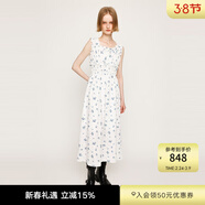 moussy&sly田園風(fēng)碎花無(wú)袖方領(lǐng)收腰長(cháng)裙連衣裙030ISZ33-3431 混合白色017 S