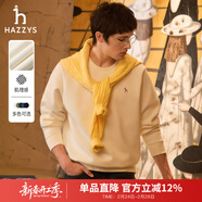 哈吉斯（HAZZYS）男裝 秋款休閑衣服男上衣棉彈長(cháng)袖套頭衛衣男ABTZE0CCX32 米黃色OW 2XL （185/104A 52）