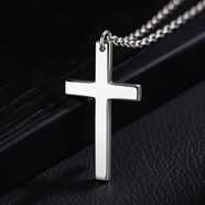玖長(cháng)時(shí)9999純銀項鏈男士足銀光面十字架吊墜潮男女掛墜生日禮物送男友 配60cm999銀鏈 9999足銀