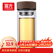 富光 男女士雙層玻璃杯 高硼硅玻璃304茶隔水杯子 帶茶隔泡茶杯500ml