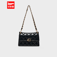 IEF/愛(ài)依服單肩包2026新款韓版成熟通勤百搭菱格設計鏈條腋下包 黑 均碼