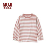 MUJI大童 天竺編織圓領(lǐng)長(cháng)袖T恤童裝打底衫兒童男童女童25年冬季 煙熏粉色條紋 150 /76A