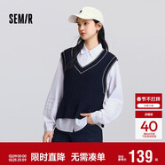 森馬（Semir）[商場(chǎng)同款]長(cháng)袖襯衫女襯衣V領(lǐng)背心2025春寬松兩件套101125105011