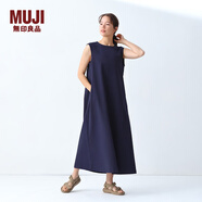 MUJI女式易干彈力泡泡紗無(wú)袖連衣裙女裝裙子長(cháng)裙25年夏季連身裙 藏青色 S （155/80A）