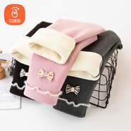 貝瑞加（Babyprints）女童打底褲秋冬寶寶加絨棉褲女孩加厚長(cháng)褲兒童保暖褲子 深灰150