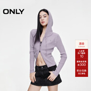 ONLY秋冬通勤風(fēng)時(shí)尚顯瘦連帽條紋針織衫女|124313017 C35 薰凍紫色 S (160) 80A