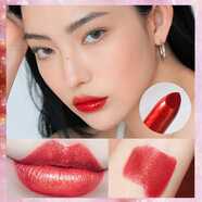 唇騎士（LIPHOP）蘭蒄珠光帶細閃口紅唇釉顯白不掉色不沾杯唇彩蜜人魚(yú)姬鎏金色 大紅色(珠光帶閃) (白色管)