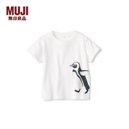 MUJI MUJI 嬰童 印度棉天竺編織 印花T恤 兒童童裝 CCG01A0S 親子 黑腳企鵝 100