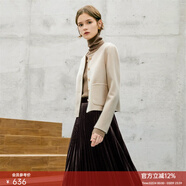 顏域簡(jiǎn)約毛呢外套女士冬裝2025新款氣質(zhì)顯瘦時(shí)尚短款羊毛雙面呢大衣 杏色 XL/42