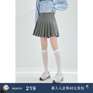 詩(shī)凡黎（‘S EIFINI）同款半身裙夏新款jk裙子學(xué)院風(fēng)短裙黑色a字百褶裙 中灰 S