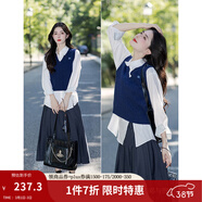 茵曼毛衣女蝴蝶結針織開(kāi)衫2026年冬季新款新年紅裝荷葉袖氣質(zhì)外套 貴族灰-半身裙 18438095 常規 S