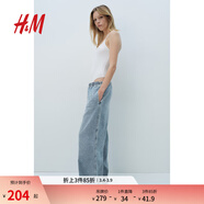 H&M2024夏季新款女裝松緊腰牛仔長(cháng)褲1237416 淺牛仔藍005 XS 155/60