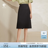 范思藍恩201028氣質(zhì)開(kāi)叉半身裙女夏季中長(cháng)款高腰a字裙職業(yè) 黑色 M