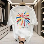 美特斯邦威（Meters Bonwe）美式潮流短袖t恤圓領(lǐng)純棉重磅上衣新款男女同款潮牌ins打底衫T恤 白色 S _建議70-90斤