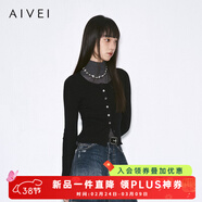 AIVEI欣賀艾薇2025冬季修身針織開(kāi)衫簡(jiǎn)約氣質(zhì)圓領(lǐng)針織衫XRV7M32A 黑色 M