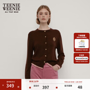 Teenie Weenie小熊秋季綿羊毛軟糯毛針織開(kāi)衫簡(jiǎn)約通勤毛衣外套女裝 棕色 XS (155)