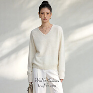 MUSLEY QUEENV領(lǐng)26春新款羊毛衫女無(wú)縫羊絨羊毛拉絨百搭秋冬毛衣 羽毛白 均碼