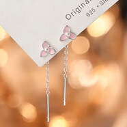 伊黛兒粉色花朵耳線(xiàn)耳釘女2026新款小眾精致氣質(zhì)高級感耳飾38女神節禮物 三葉草粉色耳線(xiàn)