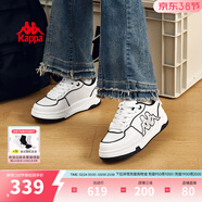 Kappa卡帕女鞋板鞋女2026秋冬新款小白鞋子女百搭情侶面包鞋休閑運動(dòng)鞋 經(jīng)典白/黑 38