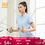 361°361度運動(dòng)翻領(lǐng)t恤夏季新款男女常規休閑上衣透氣短袖情侶POLO衫 【女款】凝霧藍 S