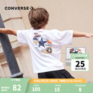 Converse匡威兒童裝男童短袖t恤新款夏季女童中大童冰絲涼感透氣潮流半袖T 純白色 150 /72 【建議身高140-152cm】