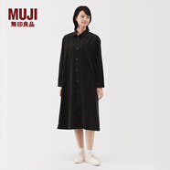 MUJI 女式 木棉混燈芯絨長(cháng)袖連衣裙女裝裙子長(cháng)裙連身裙冬季襯衫裙 深棕色 M （160/84A）