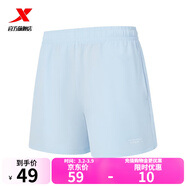特步短褲男五分褲夏裝新款運動(dòng)褲透氣速干褲跑步健身男褲子 清水藍-0035（吸濕速干-短褲）-女 XL