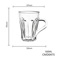 喜碧（Scybe）和諧居.帶把玻璃水杯酒店早餐簡(jiǎn)約透明咖啡杯家用牛奶果汁杯 160ml 格諾鋼化把杯CMD0475