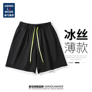 GENIOLAMODE短褲男寬松運動(dòng)休閑五分褲簡(jiǎn)約系帶百搭男士短褲