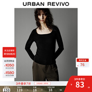 UR2026春季新款女裝格雷系休閑簡(jiǎn)約純色短款針織衫UWB950012 黑色 M