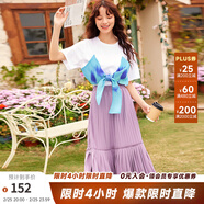 兩三事絲絨半身裙春季女黑色百褶裙裙子復古半裙長(cháng)裙 開(kāi)心自轉體 淺紫色- 薄款 S