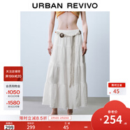 UR2025夏季新款女裝休閑芭蕾風(fēng)褶皺松緊腰A型半裙UYL550060 本白 S