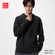 優(yōu)衣庫男裝女裝羅紋圓領(lǐng)針織衫/長(cháng)袖毛衣毛衫481722 478548 481722/09黑色 XL